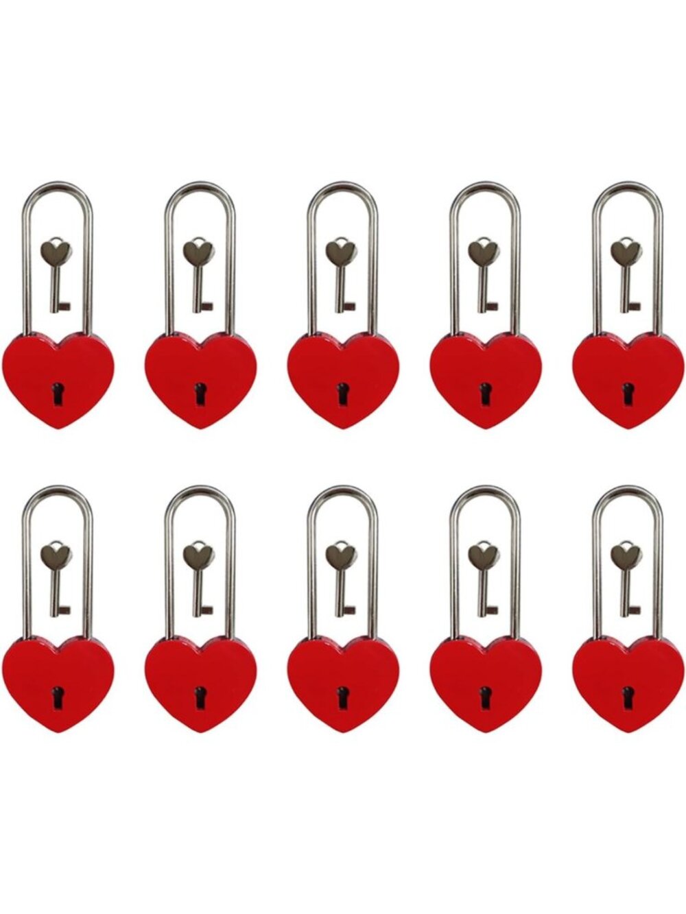 Red Heart Padlock with Key - Perfect for Valentine's Day, Weddings & Love Locks